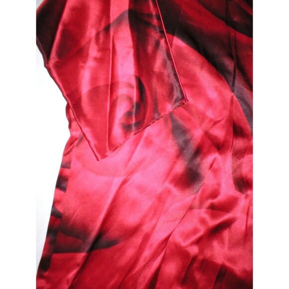 NWT New Designer Josie Natori M Caftan Night Gown Womens Silk Red Black Roses - Picture 4 of 7